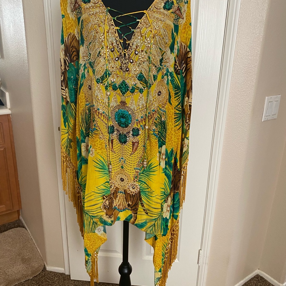 Vibrant Yellow and Green Midi Dress